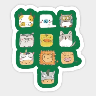 Cute Pack of Wild and Farming Animals Sticker